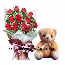12 Beautiful Roses with 12 Inch Teddy